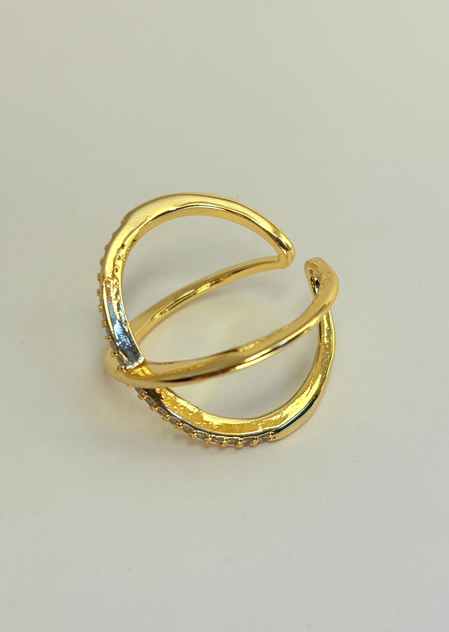 Gold Plated Anti Tarnish AD Stone X Ring