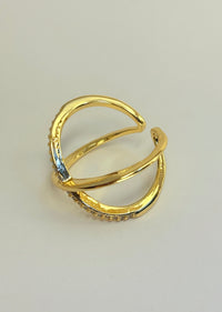 Gold Plated Anti Tarnish AD Stone X Ring