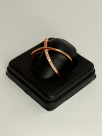 Rose Gold Plated Anti Tarnish AD Stone X Ring