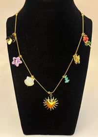 Gold Anti Tarnish Multi Charms Neckpiece