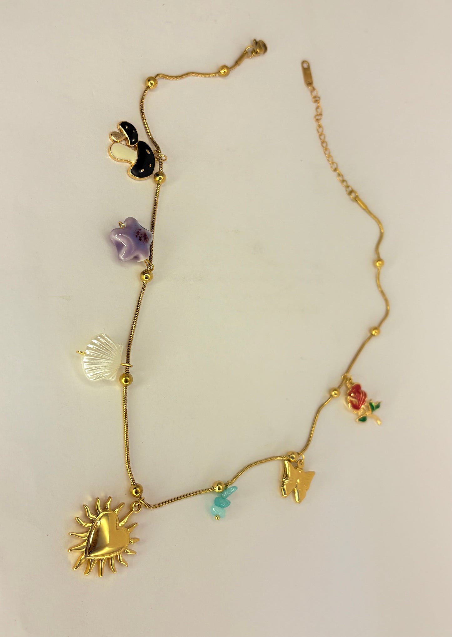 Gold Anti Tarnish Multi Charms Neckpiece