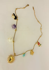 Gold Anti Tarnish Multi Charms Neckpiece