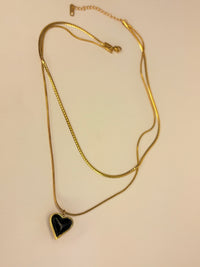 Gold Anti Tarnish Double Layered Reversible Heart Neckpiece