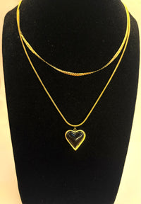 Gold Anti Tarnish Double Layered Reversible Heart Neckpiece