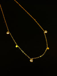 Gold Anti Tarnish AD Stone Hearts Neckpiece