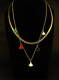Gold Anti Tarnish Multicolour Fins Double Layered Neckpiece