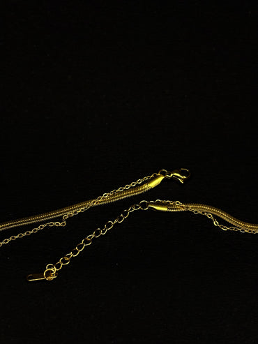 Gold Anti Tarnish Multicolour Fins Double Layered Neckpiece