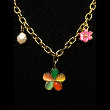 Gold Anti Tarnish Multi Charms Neckpiece