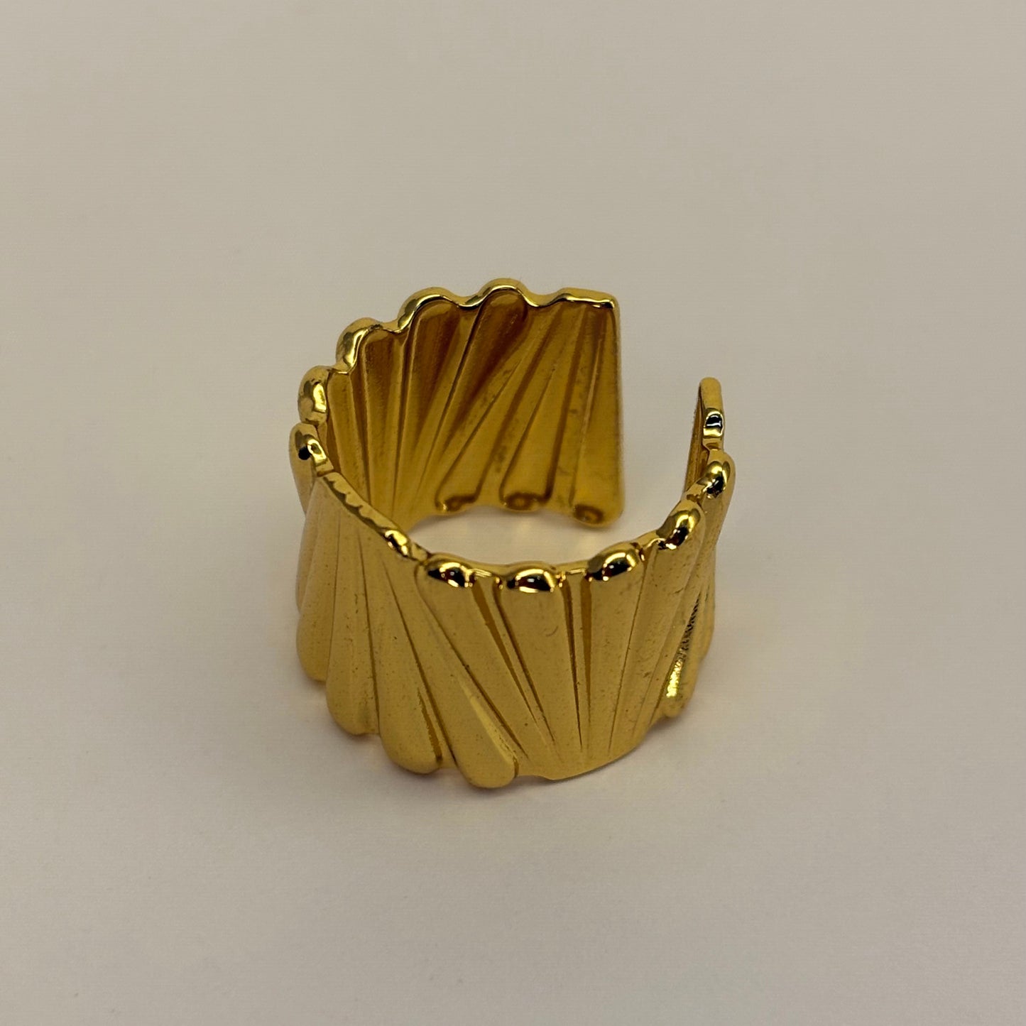 Golden Anti Tarnish Layered Fan Ring