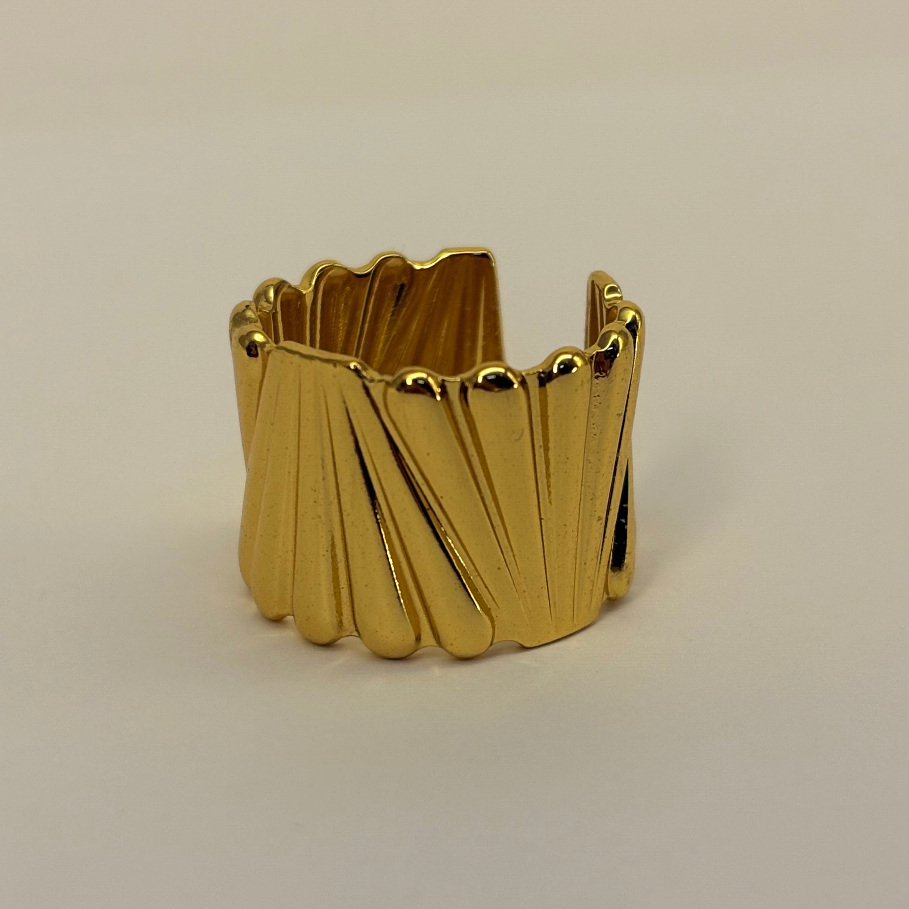 Golden Anti Tarnish Layered Fan Ring