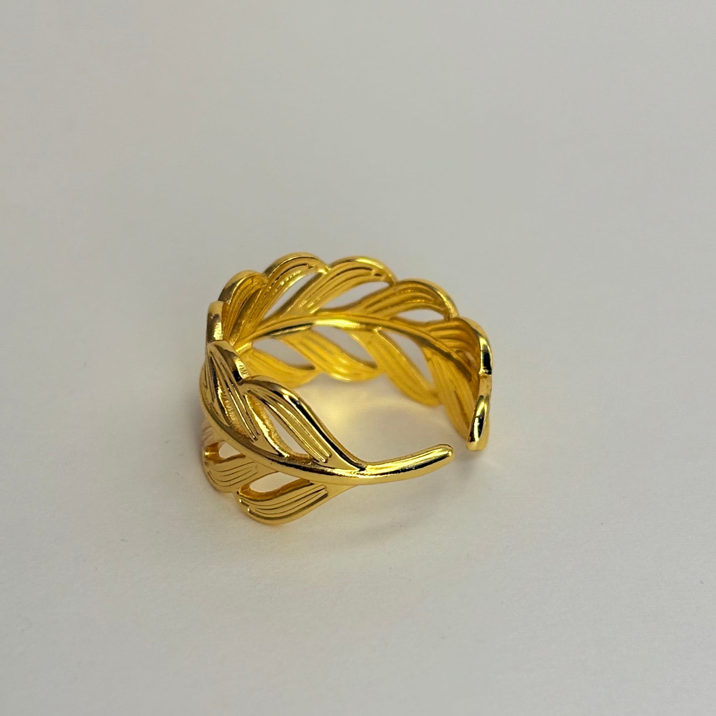 Gold Plated Anti Tarnish Feather Ring