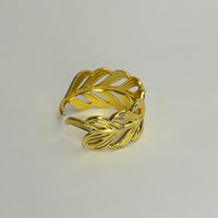 Gold Plated Anti Tarnish Feather Ring