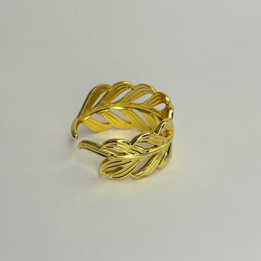 Gold Plated Anti Tarnish Feather Ring