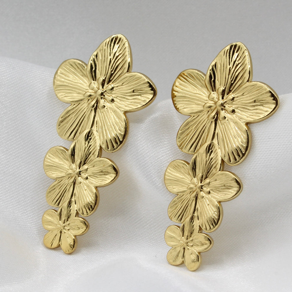 Golden Anti Tarnish Floral Danglers