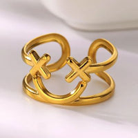 Gold Plated Anti Tarnish Smiley Face Ring