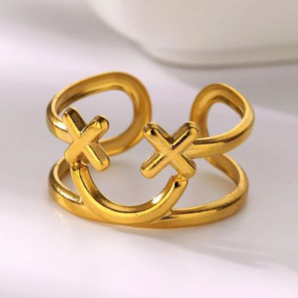 Gold Plated Anti Tarnish Adjustable Smiley Face Ring