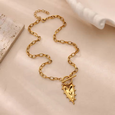 Gold Anti Tarnish Heartlock Neckpiece