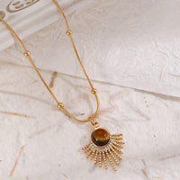 Gold Anti Tarnish Brown Stone Neckpiece