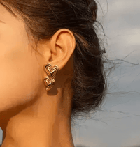 Golden Anti Tarnish Double Heart Earrings