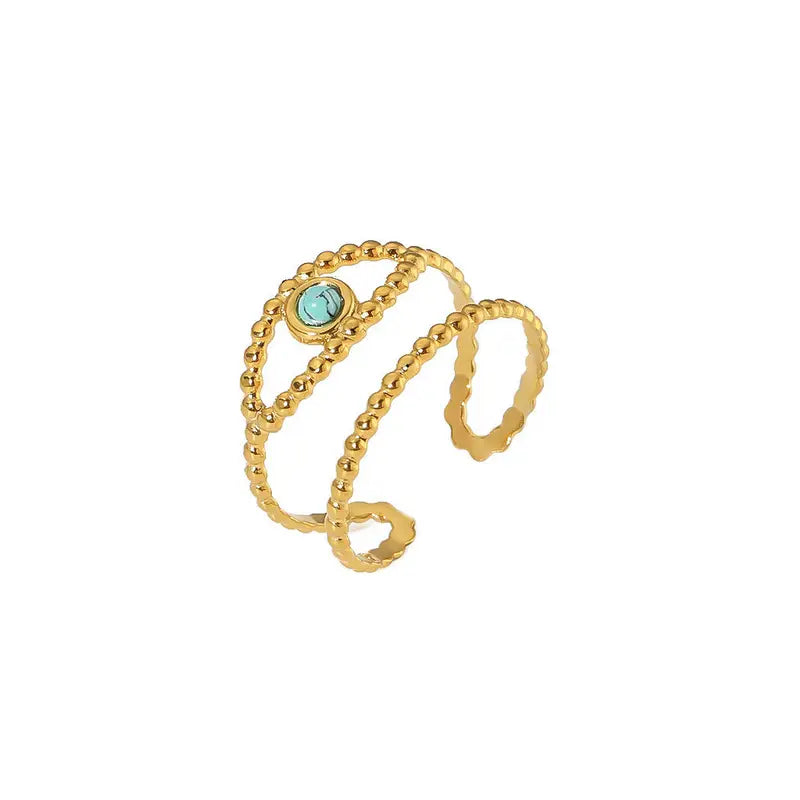 Gold Plated Anti Tarnish Evil Eye Turquoise Stone Ring