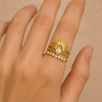 Gold Plated Anti Tarnish Stacked AD Ring