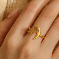 Gold Plated Anti Tarnish Moon Ring