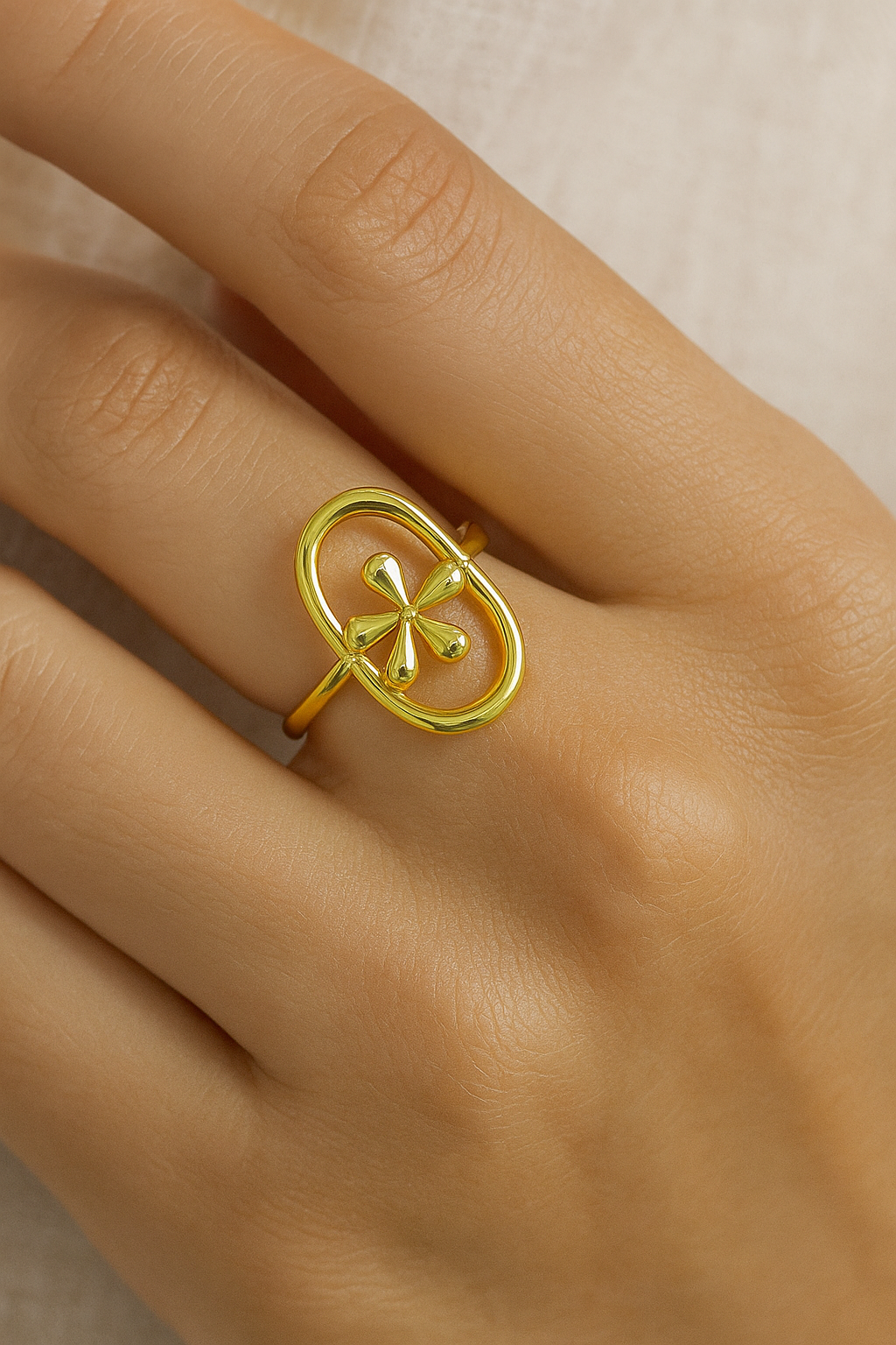 Gold Plated Anti Tarnish Floral Ring