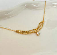 Zircon wrapped beads rope chain neckpiece