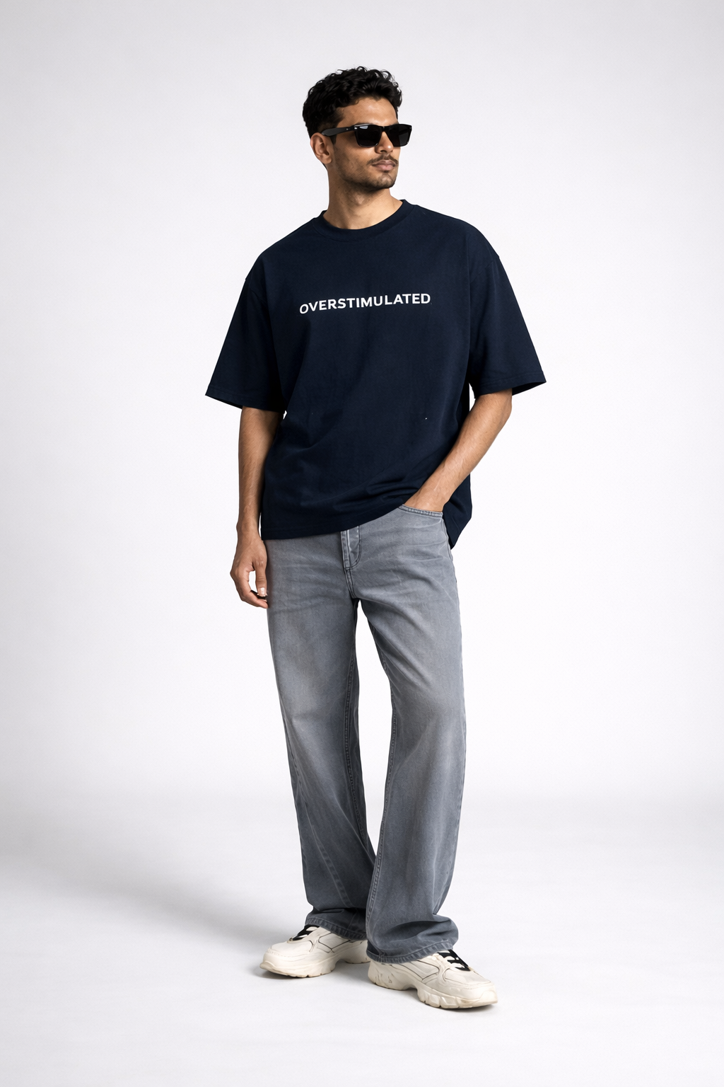 FO Overstimulated drop-shoulder tee - Dark Blue