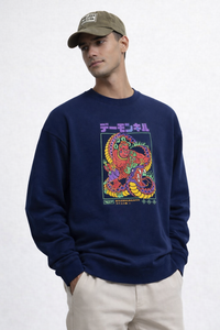 Dark Blue Demon Coil Graphic Sweatshirt