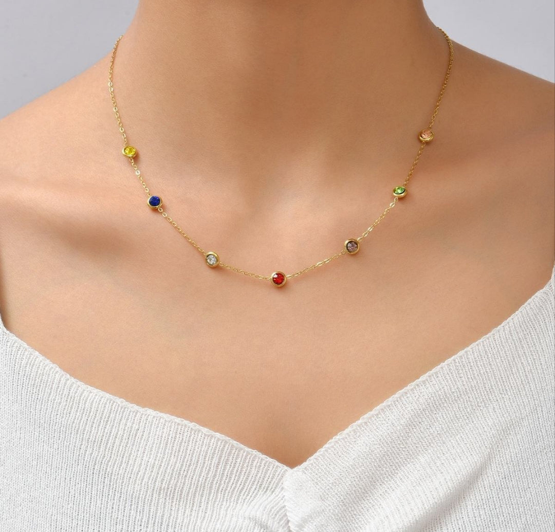 Multi colour stone charms neckpiece
