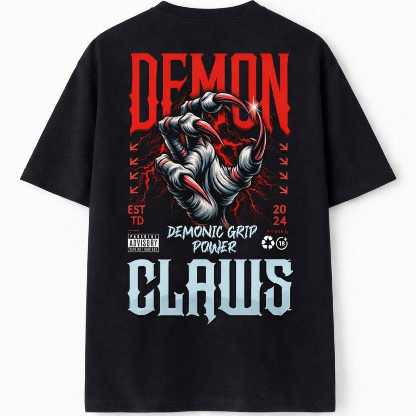 FO Demon Claws Oversized Back Printed Tee - Black