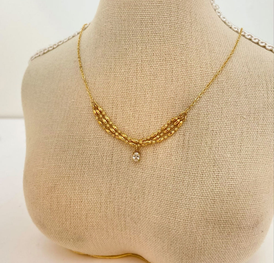 Zircon wrapped beads rope chain neckpiece