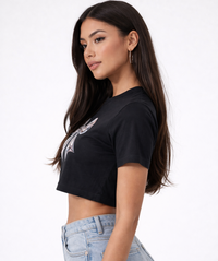 FO Noir Bow Crop Tee – Black