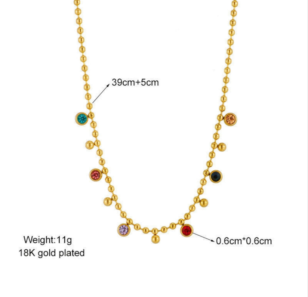 Multi colour stone beads chain neckpiece