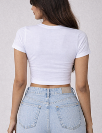 FO Baddies Get Saddies Baby Tee – White