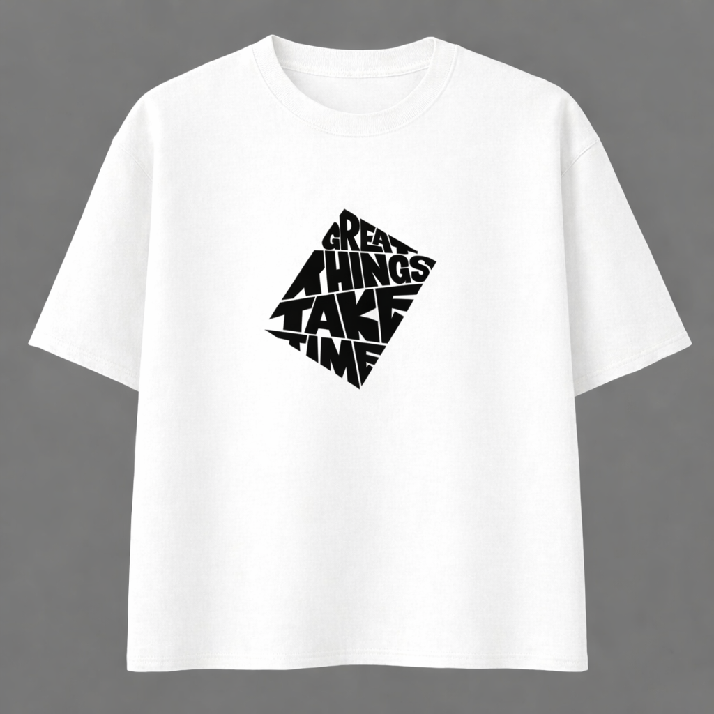 FO Great Things Take Time Oversized Tee - White