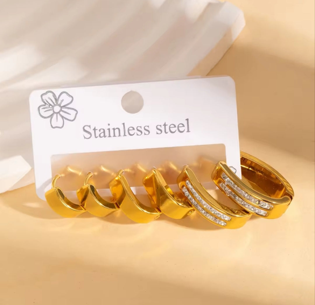 Anti tarnish hoops 3 pair set