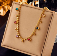Multi colour stone beads chain neckpiece