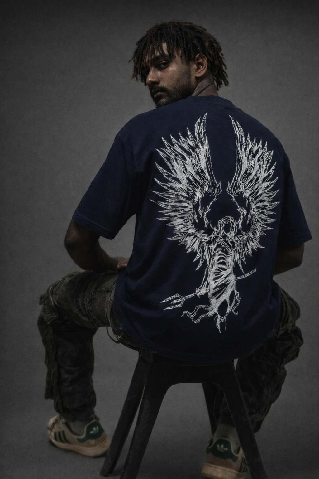 Fallen Halo 11:11 Drop Shoulder Tee- Dark Blue