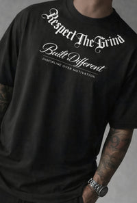 Respect The Grind – Built Different Drop Shoulder Tee - Black