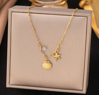 Sea Shell Starfish Clavical Anti Tarnish Neckpiece