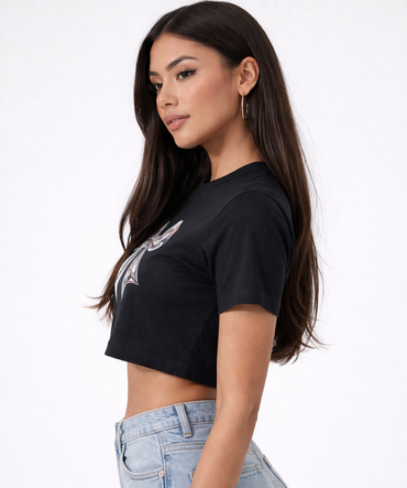 FO Noir Bow Crop Top – Black