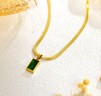 Emerald Bar Drop Snake Chain Neckpiece