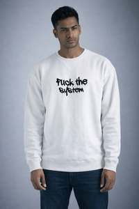 Rebel Script Drop Shoulder Sweatshirt - White