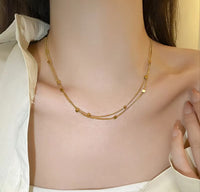 Retro double layered cubic square neckpiece