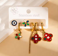 Floral anti tarnish Mismatching dangler 6 pcs set