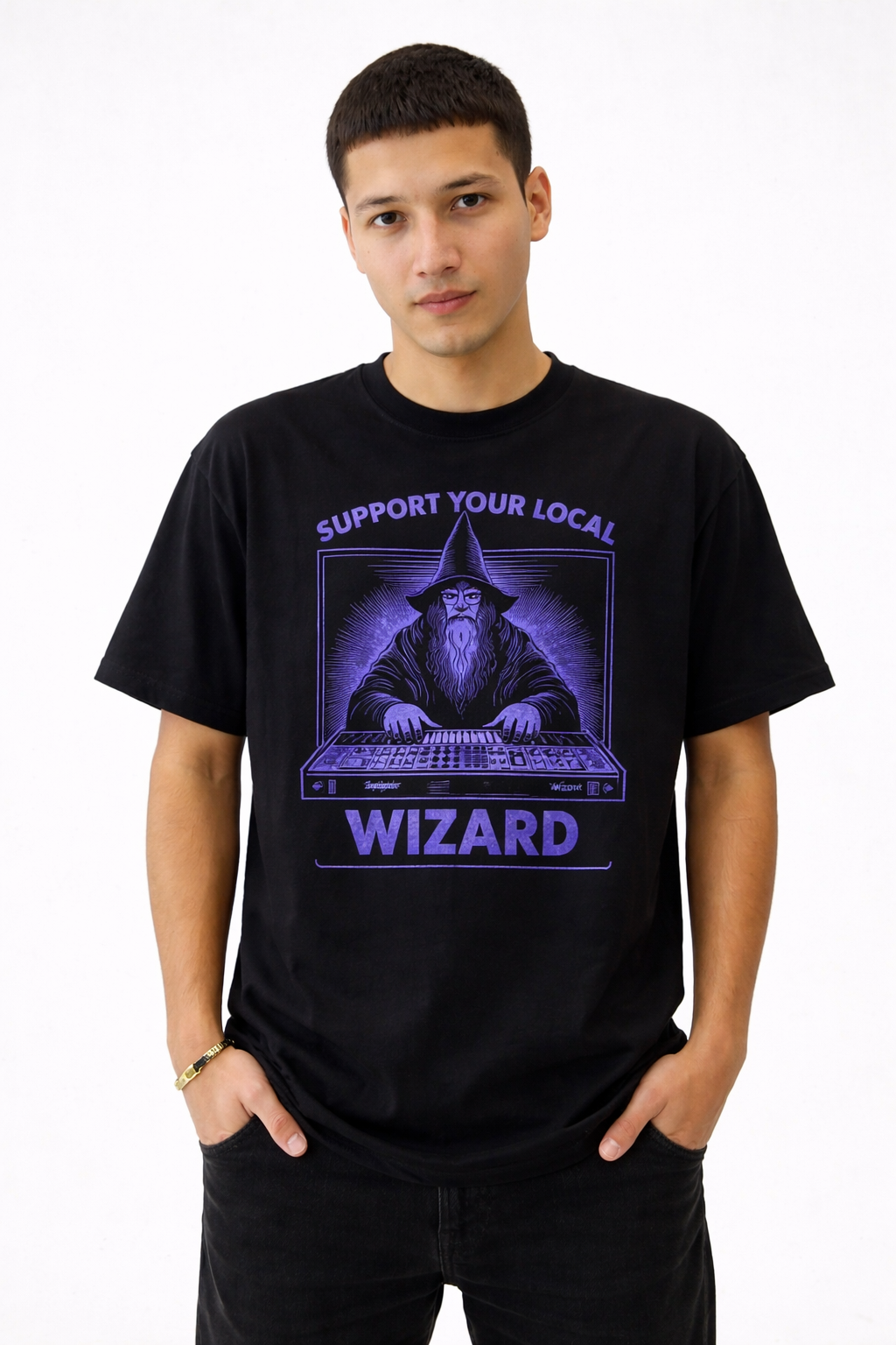 FO Support your local Wizard Graphic Tee - Black
