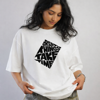 FO Great Things Take Time Oversized Tee - White