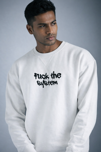 Rebel Script Drop Shoulder Sweatshirt - White